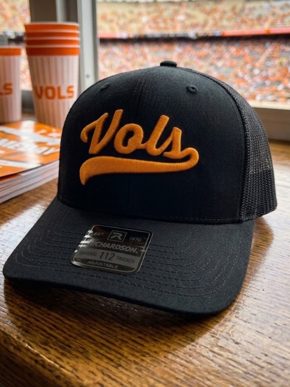 Tennessee Vols Script Hat Black Orange Richardson 112 Snapback Cap USA Football